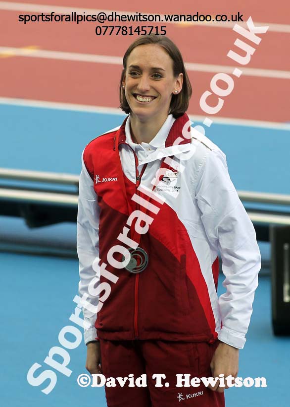 Laura Weightman (England) with her silver medal in the 1500 metres, 2014 Commonwealth Games, Glasgow. Photo: David T. Hewitson/Sports for All Pics